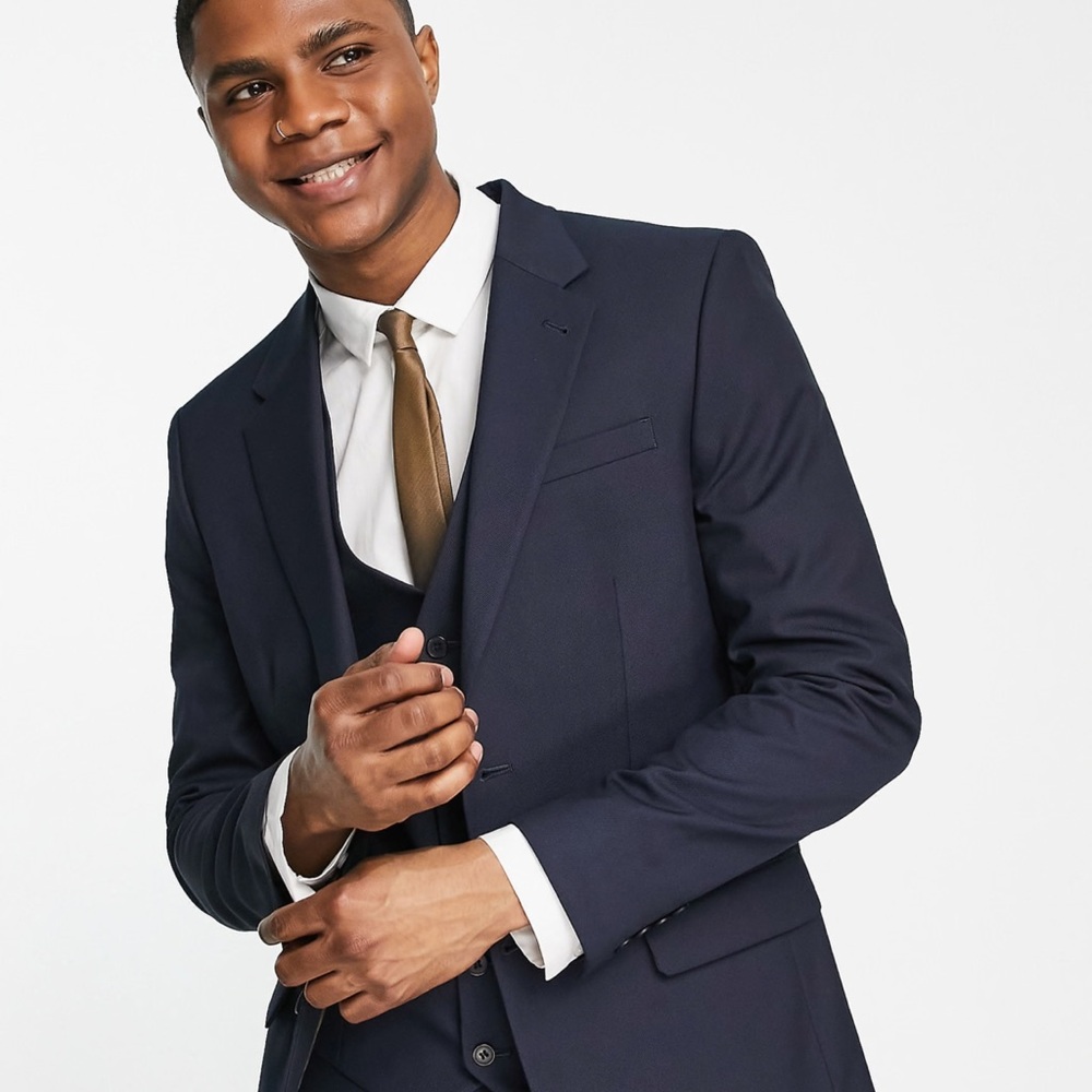 River Island Blue Sport Coat with Structured Shoulders